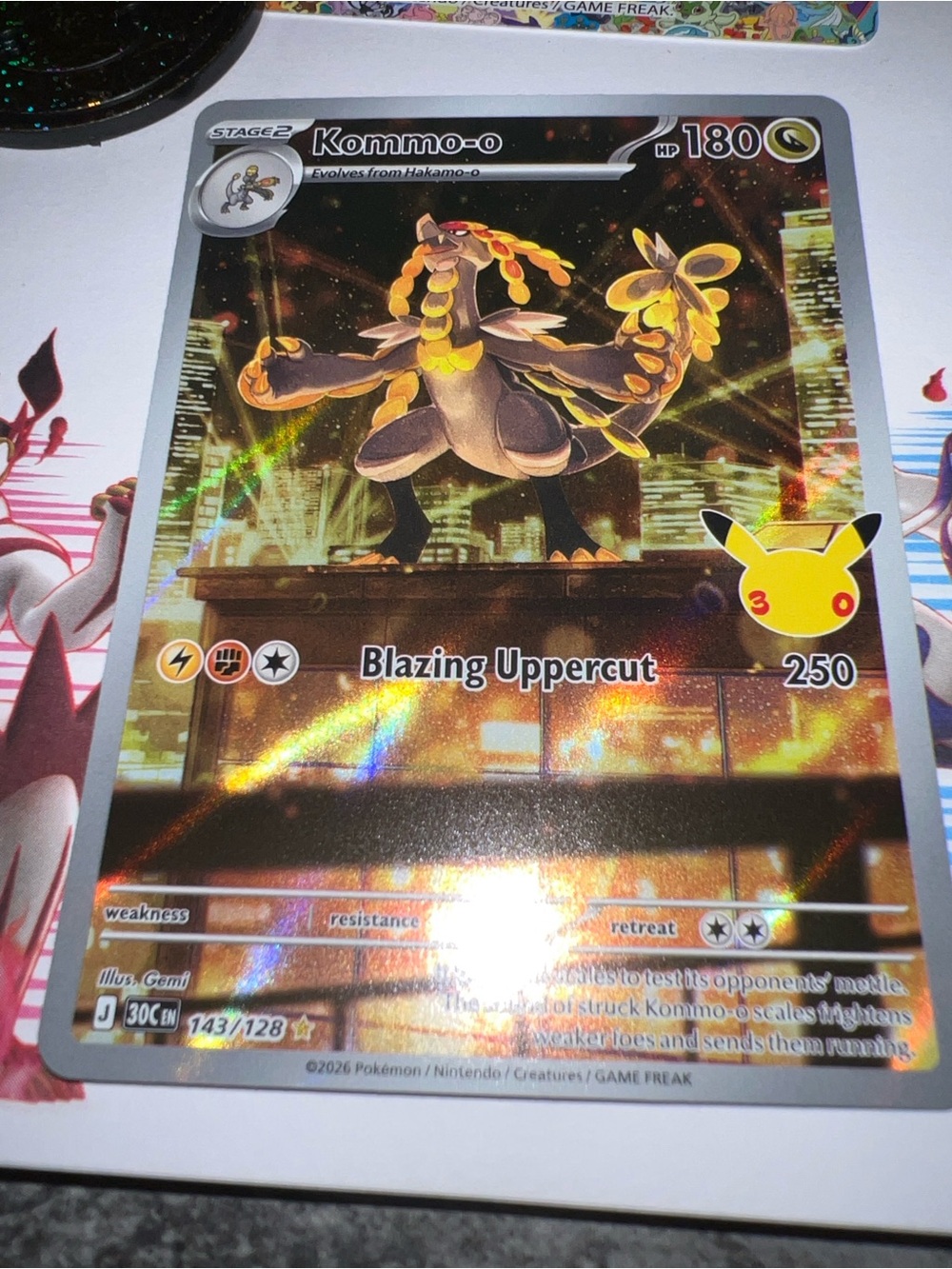 Pokemon Kommo-o Holo Card - Gold and Black Highlights